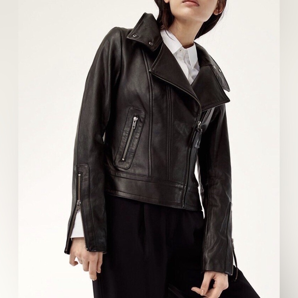 [XS]Mackage Aritzia Kenya Black Lamb Leather Jacket Biker